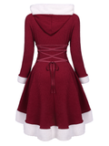 1950s Furry Patchwork Solid Lace-up Dress