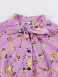 Purple 1950s Bowknot Floral Dress