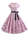 1950s Music Note Butterfly Belt Dress