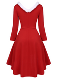 [Pre-Sale] [Plus Size] Red 1950s Furry Solid Swing Dress