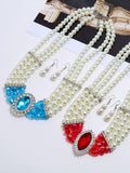 Halloween Gemstone Pearl Necklace & Earrings Set