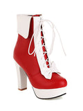 Christmas Pointed Toe Side Zip High Heel Low Boots