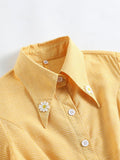 Yellow 1950s Plaid Belt Swing Dress