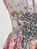1950s Floral Patchwork Puff Sleeve Dress