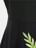 Black V-Neck Floral Bow Dress