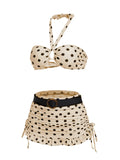 Ivory 2PCS Polka Dots Halter Bikini Set