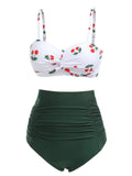 2PCS 1950s Cherry Halter Bikini Set