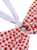 Retro Red Plaid Halter Bikini Set
