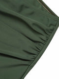 [US Warehouse] Dark Green 1930s Reversible Halter Swimsuit