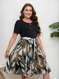 [Plus Size] Black 1950s Patchwork Swing Dress