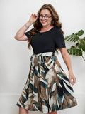 [Plus Size] Black 1950s Patchwork Swing Dress
