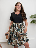 [Plus Size] Black 1950s Patchwork Swing Dress