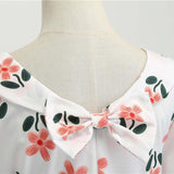 White 1950s Floral Bowknot Swing Dress
