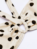 Ivory 2PCS Polka Dots Halter Bikini Set