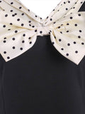 Black 1950s Bowknot Polka Dot Dress