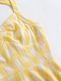 Yellow 1950s Halter Plaid Swing Dress