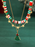 Christmas Tree Polymer Clay Necklace Set