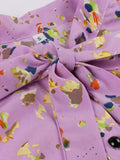 Purple 1950s Bowknot Floral Dress