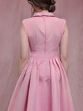 Pink 1950s Doll Collar Solid Dress