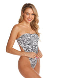 Off-shoulder Zebra One-piece Swimsuit