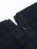 Navy 1960s Plaids Bodycon Dress