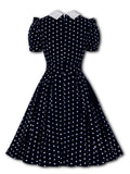 1950s Polka Dot Bowknot Swing Dress