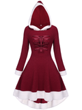 1950s Furry Patchwork Solid Lace-up Dress