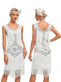 1920s V-Neck Sequined Mesh Mermaid Dress