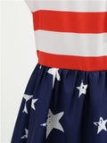 Navy 1950s Stars Patchwork Swing Dress