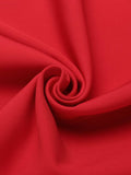 Red Solid Button Swing Skirt