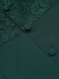 Dark Green 1960s Lace Off-shoulder Dress