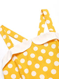 Yellow 1950s Polka Dot Strap Romper