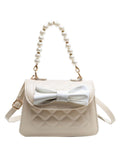 Retro Bowknot Pearl Solid Shoulder Bag