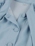 Blue 1950s Bowknot Button Dress