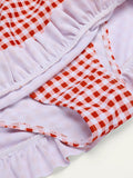Retro Red 1940s Plaid Halter Bikini Set