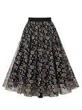 Black 1950s Daisy Mesh Skirt