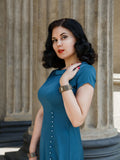 Blue 1940s Pearl Buttons Darlene Dress