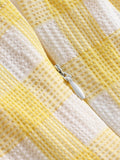 Yellow 1950s Halter Plaid Swing Dress