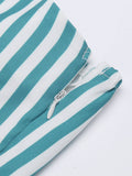 [US Warehouse] Turquoise 1950s Stripes Romper & Skirt