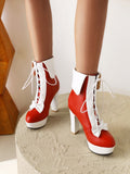 Christmas Pointed Toe Side Zip High Heel Low Boots