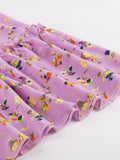 Purple 1950s Bowknot Floral Dress