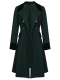 Dark Green 1940s Solid Button Coat