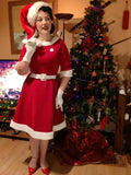 Red 1950s Solid Plush Christmas Dress