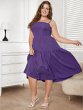 [Plus Size] 1950s Spaghetti Strap Solid Bow Dress