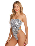 Off-shoulder Zebra One-piece Swimsuit