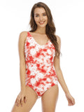 Red Tie-dye Spaghetti Strap Swimsuit