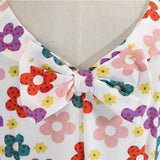 White 1950s Floral Bowknot Swing Dress
