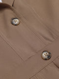 Khaki 1950s Notched Collar Solid Romper