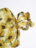 Yellow 1950s Floral Halter Jumpsuit