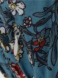 1950s Blue Floral Puff Sleeve Dress